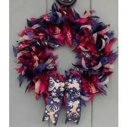 Burgundy and Navy Festive Ribbon Wreath kit ideal for Christmas