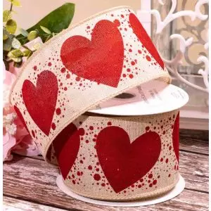 Valentines Day ribbon, Heart ribbon, Grosgrain ribbon, Love ribbon,  Valentines ribbon, Valentines Day heart ribbon