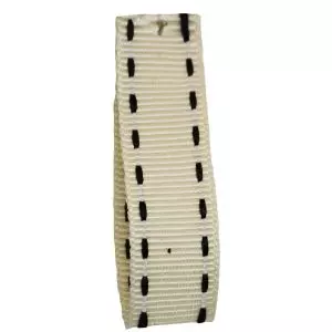 Stitched Grosgrain Ribbon Article 1339 Col: Ivory / Black
