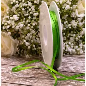 3mm x 30m reel of meadow green double satin ribbon by Berisfords Ribbons