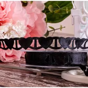 18mm Black Heart Linked Ribbon By Berisfords Ribbons Article 70005