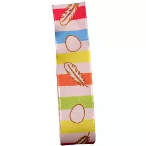 16mm Eggs & Feathers Taffeta Ribbon in Spring Shades (Col: 1058)