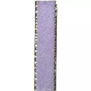 Metallic Gold Edged Orchid (Lilac) Satin Ribbon in 3mm, 7mm,15mm, 25mm widths