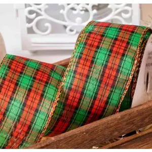 Red & Green Tartan Style Ribbon