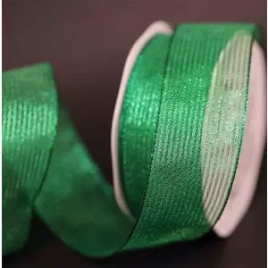 Green wired Metallic Mesh Ribbon 38mm x 10m