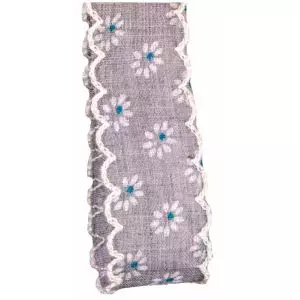 25mm cotton style floral ribbon in grey