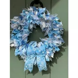 Ice Sparkle Ribbon Wreath kit On A Front Door