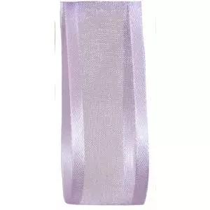 25mm wide lilac satin edged sheer ribbon