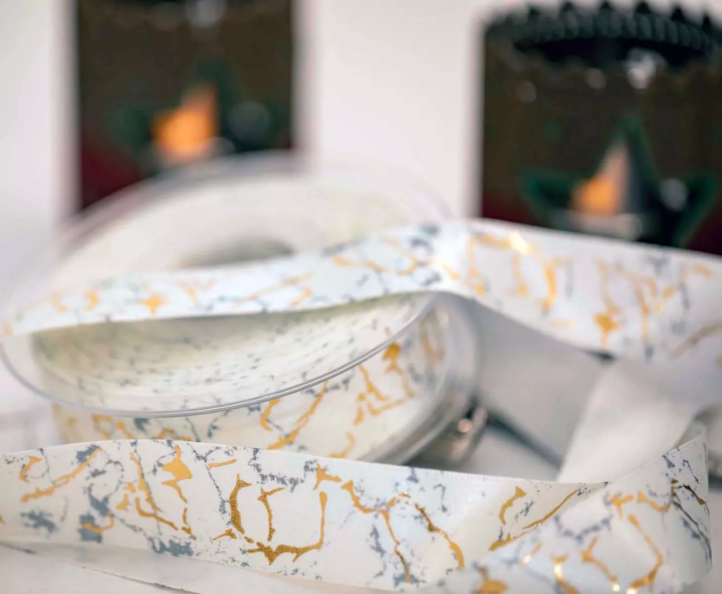 White marble print ribbon