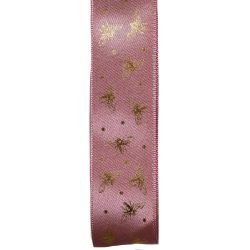 25mm Colonial Rose Satin Ribbon With Gold Bee Design
