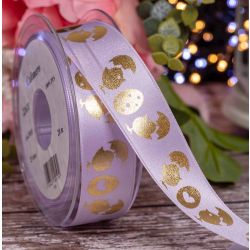 25mm Lilac & Gold Satin Easter Ribbon