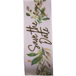 Save The Date Vine Print Wedding Ribbon By Berisfords - 25mm