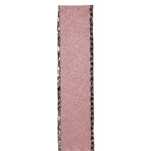 Pink Satin Ribbon With Silver Edging 7mm x 20m