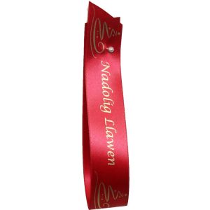 Red & Gold Welsh Christmas Ribbon Nadolig Llawen15mm 