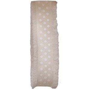 Cream Frayed Edged Ribbon With White Dots