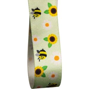 Bumble Bee Ribbon 25mm Col: Green