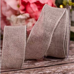 32mm Grey Hessian Ribbon