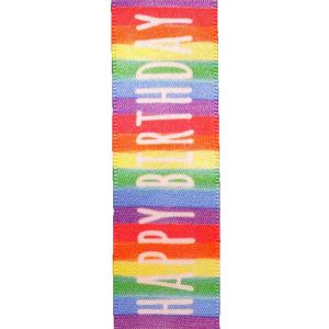 Happy Birthday Stripe Ribbon 25mm x 20m