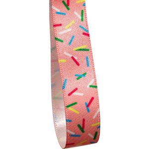 25mm pink Satin Ribbon With Sprinkle Design