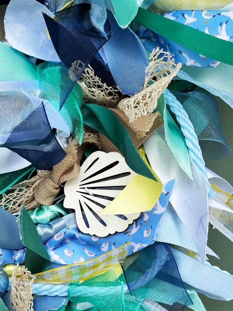 Close Up Of Ribbons In The Sea Themed Wreath